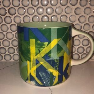 NWT Anthropologie lottie monogram K mug blue green
